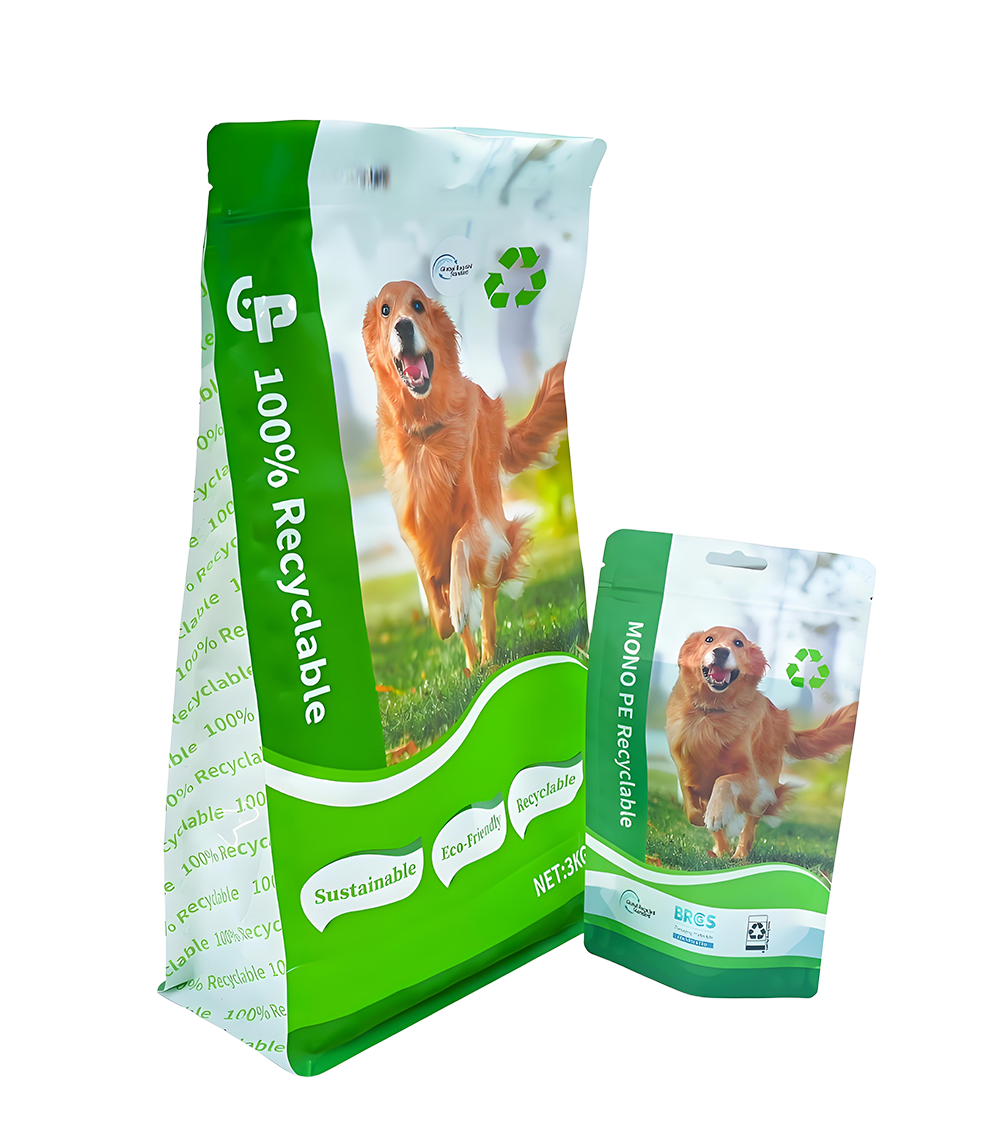Sachets debout recyclables pour les aliments pour animaux de compagnie premium