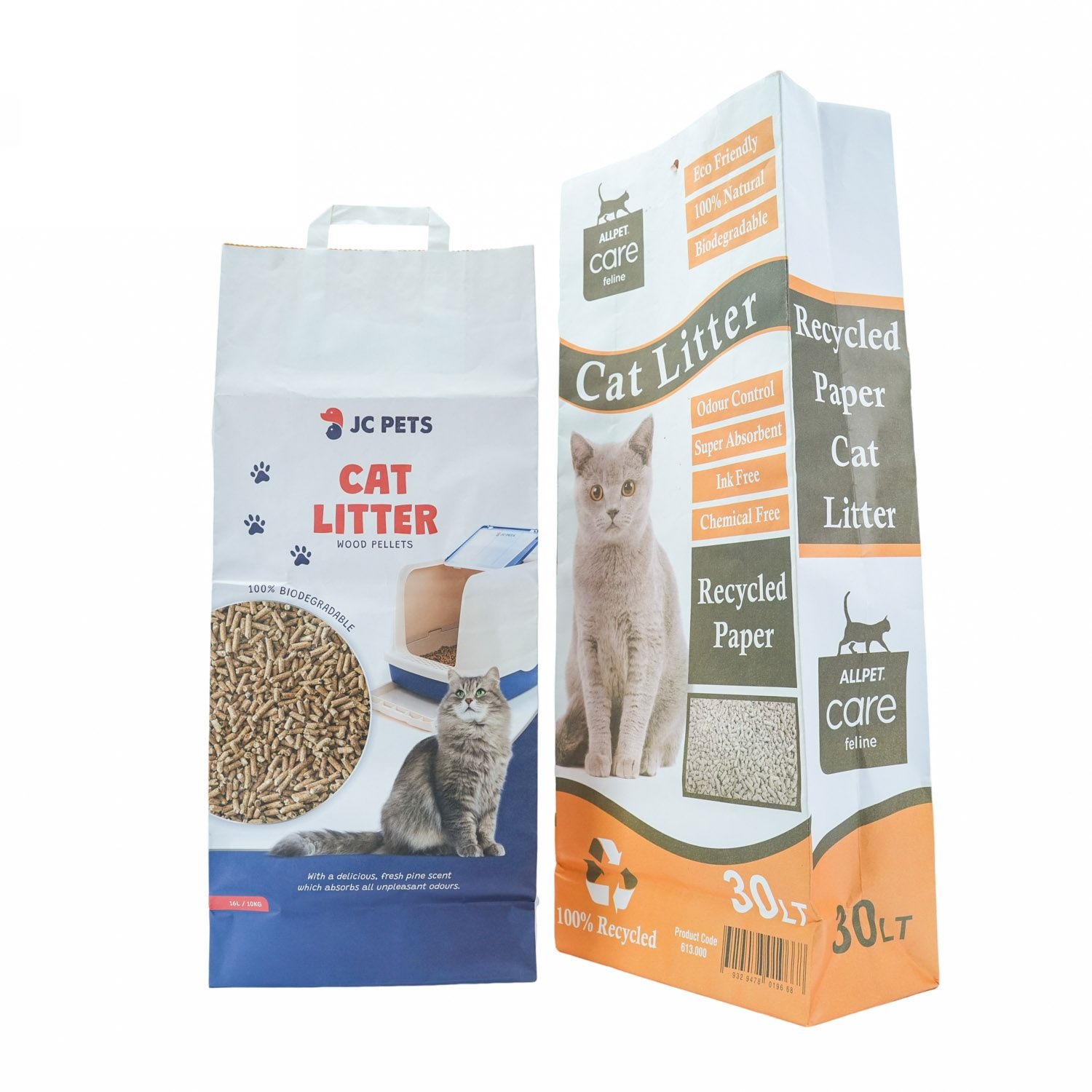 Sac en papier de liti&egrave;re pour chats