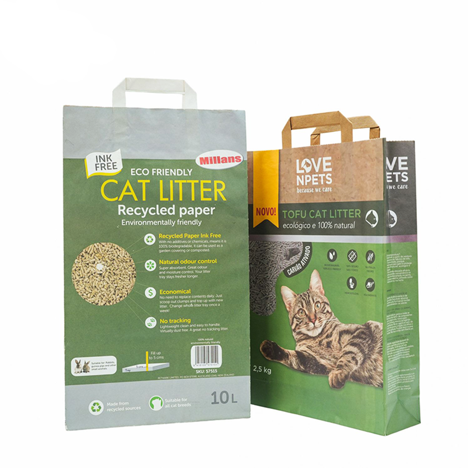 Sac en papier de liti&egrave;re pour chats